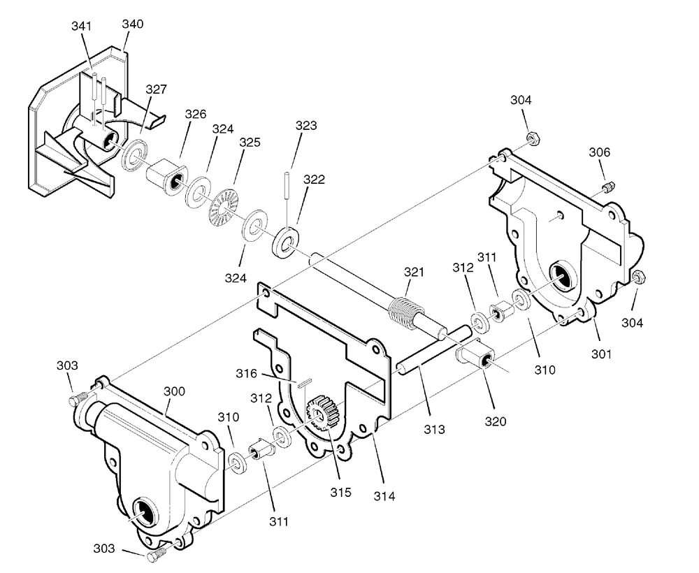 Gear Case Diagram and Parts List for 1695372-6240900X43 2007 Briggs and Stratton Snow Blower